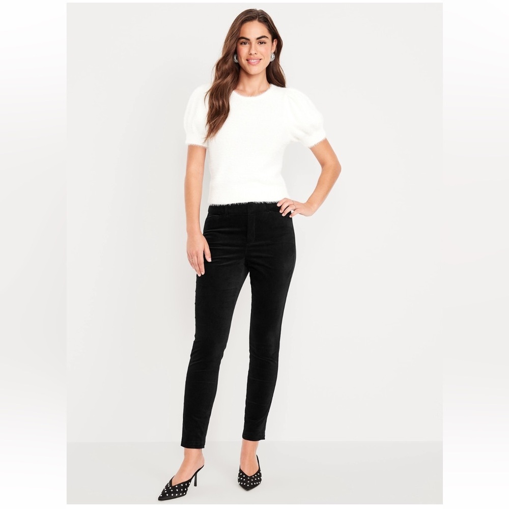 NWT Old Navy High-Waisted Velvet Pixie Skinny Ankle Pants, Size 14, Blackjack